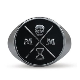 STOIC STORE UK Memento Mori Signet Ring - Black/Silver 316L Stainless Steel Ring with 3D Skull Design - Stoic Jewelry for Practicing Stoics (10)