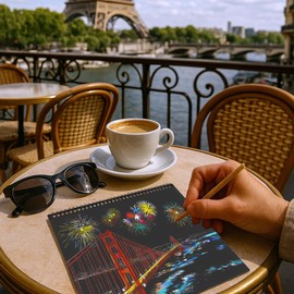 10 PCS Cityscape Scratch Art Book for Teen & Adults: DIY Colorful City Series Painting Paper | ASMR Stress-Relief Engraving Kit Scratchboard | DIY Sketch Card Creative Craft Toy (Travel Landmarks B)