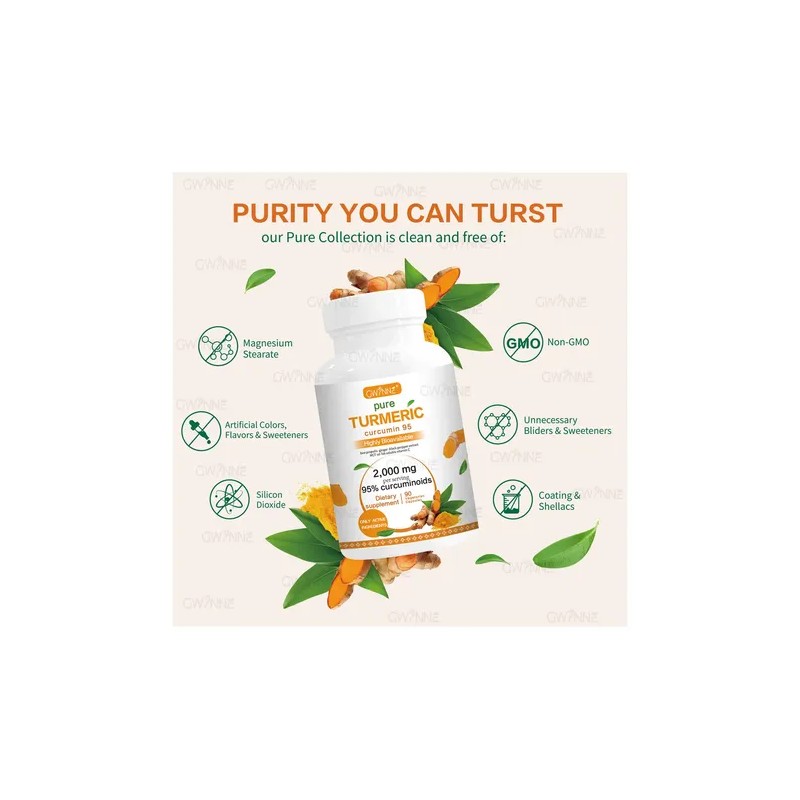Gwynne Turmeric Cúrcuma 2000mg Con Extracto De Raíz De Cúrcuma