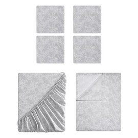 Tahari Home - Sheets, Soft Bedding Set with Matching Pillowcases, Dorm Room Essentials, Wrinkle Resistant Room Decor (Floral White/Grey, Full)