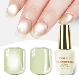 NXJ INFILILA 0.5 Oz Glass Cat Eye Gel Nail Polish, Moonlight Magnetic Nail Polish Green Glitter Shimmer Translucent Color Salon 15 ML Magnetic Nail Art SG09