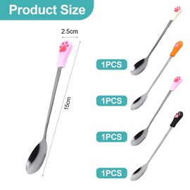 4 Pieces Small Cat Paw Spoons, Stainless Steel Spoons, Cute Spoons, Pet Feeding Spoons, Pet Supplies