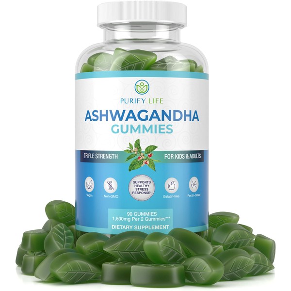 Potent Ashwagandha Gummies (Max Strength - 750mg/Gummy) (90ct - Up To 3 Month Supply) Support Calm Mood, Relaxation & Cognitive Support - Ashwagandha Gummies for Women Ashwagandha Gummies for Men
