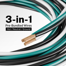 FIRMERST 12/2 with Ground CU THHN Wire, 50 Feet, Black/White/Green, THWN Rated for Indoor/Outdoor Use