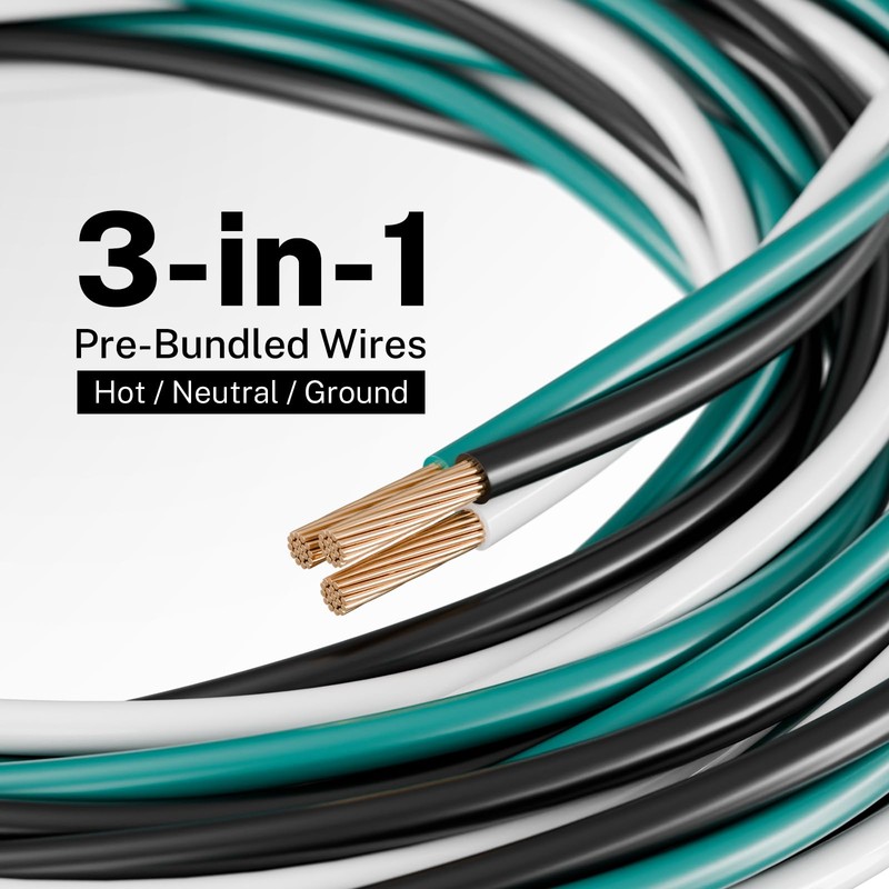 FIRMERST 12/2 with Ground CU THHN Wire, 50 Feet, Black/White/Green,