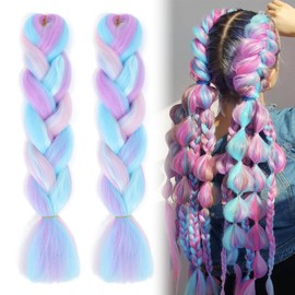 2 Pieces Braids Extensions, 4 Colours Synthetic Hair for Braiding, 24 Inch Hair Strands for Braiding Hair, Braiding Hair Extensions for Hair Box Braid for Braiding Braids