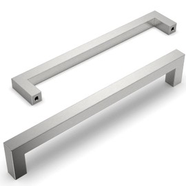 Amerdeco Furniture Handles Stainless Steel Brushed Nickel Cabinet Handles Kitchen Handles 192 mm Hole Spacing Drawer Handles Zinc Alloy Drawer Handles for Kitchen Cupboards Wardrobes, Pack of 10