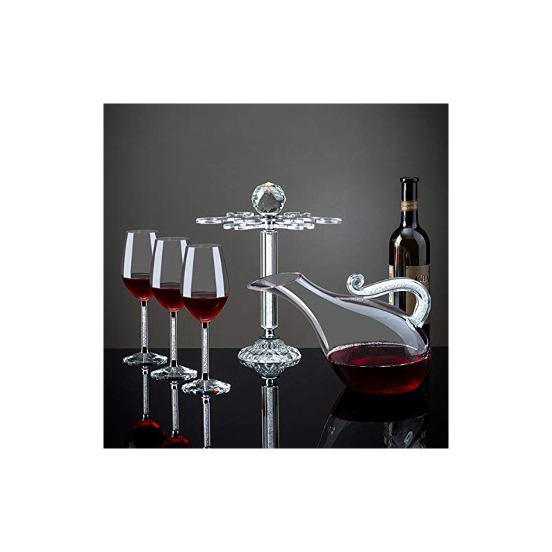 Elegant Desktop Crystal Glass Stemware Rack/Rotate 8 Wine Glass Storage
