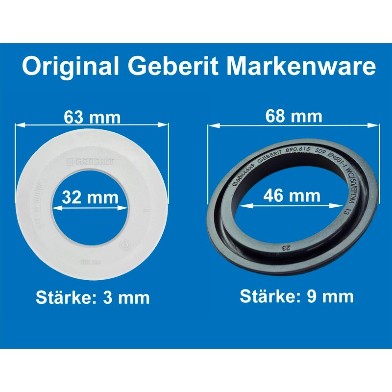 Geberit cistern seal set: jack bell seal and bass seal,