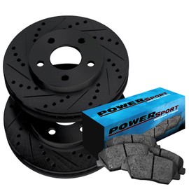 PowerSport Rear Brakes and Rotors Kit |Rear Brake Pads| Brake Rotors and Pads| Ceramic Brake Pads and Rotors |fits 2006-2013 Lexus IS250