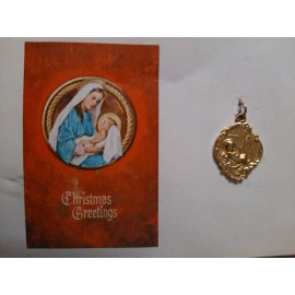 Vintage Christmas baby Jesus medallion LEO XXIII Sacred Heart gift carded