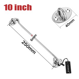 10 inch Stainless Steel 304 Heavy Duty Cabin Hook and Eye Lock for Shed, Gate or Garage Door - CASKIE
