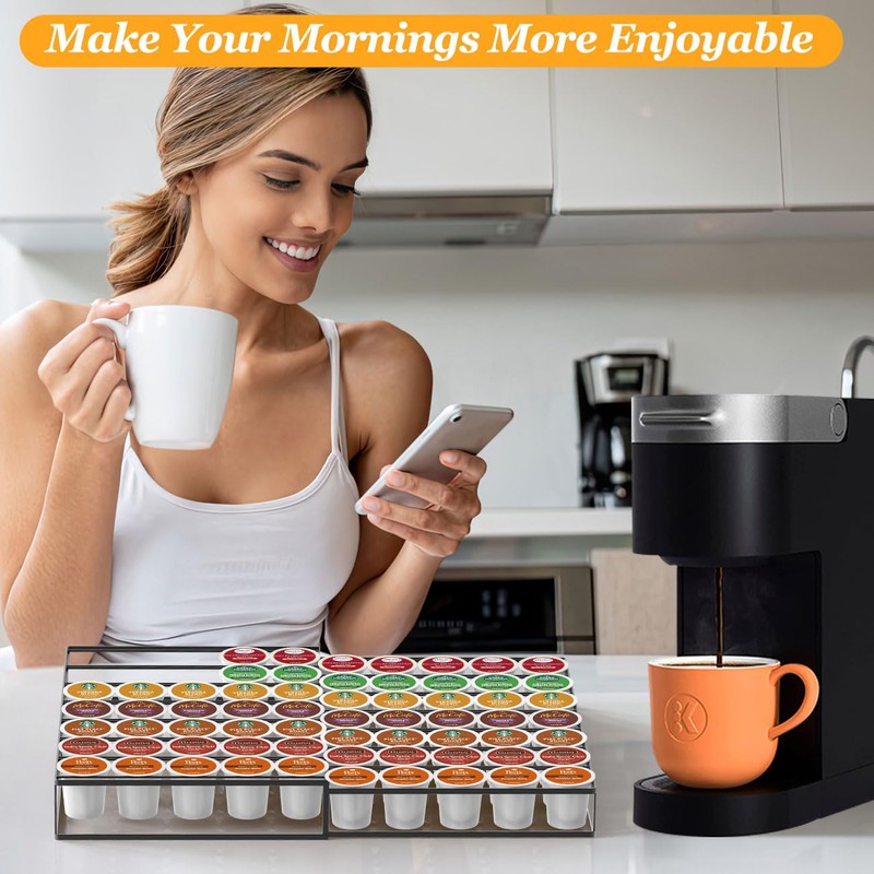 Kssiaz Coffee Pod Holder Drawer, Expandable K Cup Holder Compatible