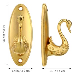 Curtain Holdbacks Pair of Vintage Swan Style Drapery Tieback Hooks (Golden)
