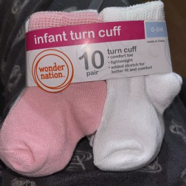Wonder Nation Girls 10-pack 0-6 Month Infant Turn Cuff Socks