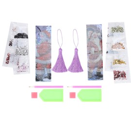 2 Set Diamond Bookmarks 5D DIY Painting Crystal Embroidery Tassel Santa CrossStitch