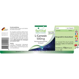 Fairvital L-Carnosine 500 mg – High Dose – Vegan – 90 Capsules – Amino Acid