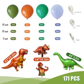 Balloons Garland Arch Kit for Kids Wild Themed Dinosaur Themed Party Decorations Jungle Safari Baby Shower Birthday Party Supplies (T-Rex Dinosaur)