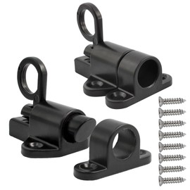 bociloy Small Aluminum Alloy Self-Closing Latches, Black Automatic Spring Door Lock, Security Window Gate Lock, Barrel Bolt Self-Locking Latches with Screws, 2pcs