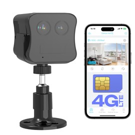 enjfeocy 4G LTE Cellular Security Camera Wireless Indoor, No WiFi Security Camera with 2K Clear Night Vision, Built-in SIM Card, 20 Day Standby Battery, Dual Lens Cam, 6X Hybrid Zoom, Human Detection