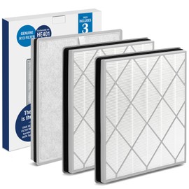 Nisreen HE401 Filter Replacement for Shark Air Puri-fier 4 Filter Replacement, Compatible with Shark Air Puri-fier 4 HE400 HE401 HE402 HE405 Filter, 3-Pack H13 True HEPA with Advanced Odor Lock Filter