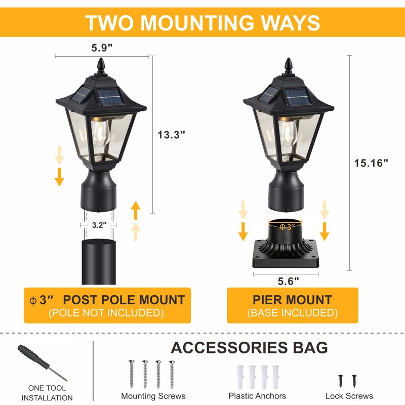 DARIISI 2 Pack Solar Post Lights, Motion Sensor Solar Lamp