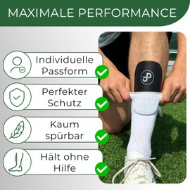 JDP Premium Shin Pads - Individually Adjustable for Football Men, Women and Children - Mini 15 x 10 cm - Black