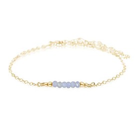 Tiny Sparkling Blue Lace Agate Faceted Bead Bar Bracelet in 14k Gold Fill