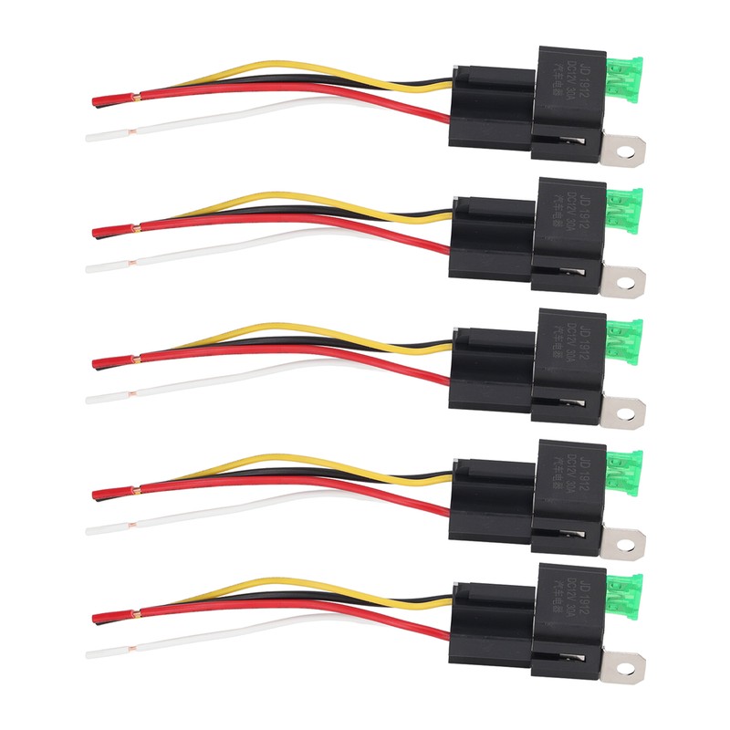 5Pcs Automotive Relay 12V DC 30A 4 Pin 4 Wire