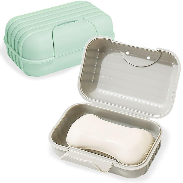 Aieino 2 PCS Travel Soap Case with Lid, Secure Snap-Lock