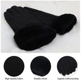 ZASFOU Women's Winter Warm Touchscreen Gloves with Fleece Lined Knitted Winter Gloves for Cold Weather, black