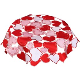 Simhomsen Small Embroidered Love Heart Tablecloth for Valentine's Day, Wedding Anniversary, Marriage Proposals or Engagements (Round 34 inches)