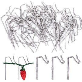 60-Count Metal Gutter Hooks for Outdoor Christmas Lights, Outside Lights Gutter Hangers for Gutter Guards Mesh Leaf Filter Shingles Eaves Fences, Ornament Clips Hooks for Hanging Christmas Lights
