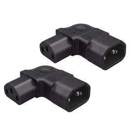 JORINDO 2 Pack Left Angle IEC320 C14 to C13 PDU UPS Power Extension Adapter，C14 Male to C13 Female 90 Degree Plug Power Adapter Converter for LCD LED TV Wall Mount