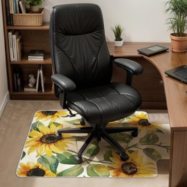 Drydiet Sunflower Office Chair Mat for Carpet & Hardwood Tile Floor 36" x 48" Bohemian Desk Mat for Rolling Computer Gaming Chair Non Slip Heavy Duty Carpeted Floor Protector Rug for Home Office