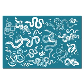 CREATCABIN Silk Screen Stencils for Polymer Clay Reusable Silkscreen Print Kit Self-Adhesive Printing DIY Art for Earring Jewelry Making Wood Fabric Wall T-Shirt Paper 5.9 x 3.9 Inch(Snake Pattern)