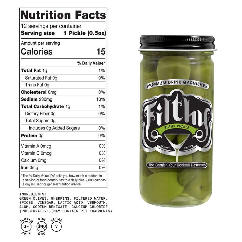 Filthy Food Filthy Pickle Stuffed Olives - Premium Martini Garnish