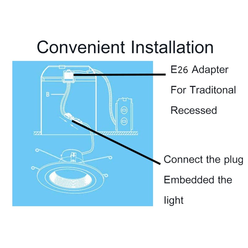 TWDRTDD E26 Socket to Led Recessed Lighting,Medium Edison Base Socket