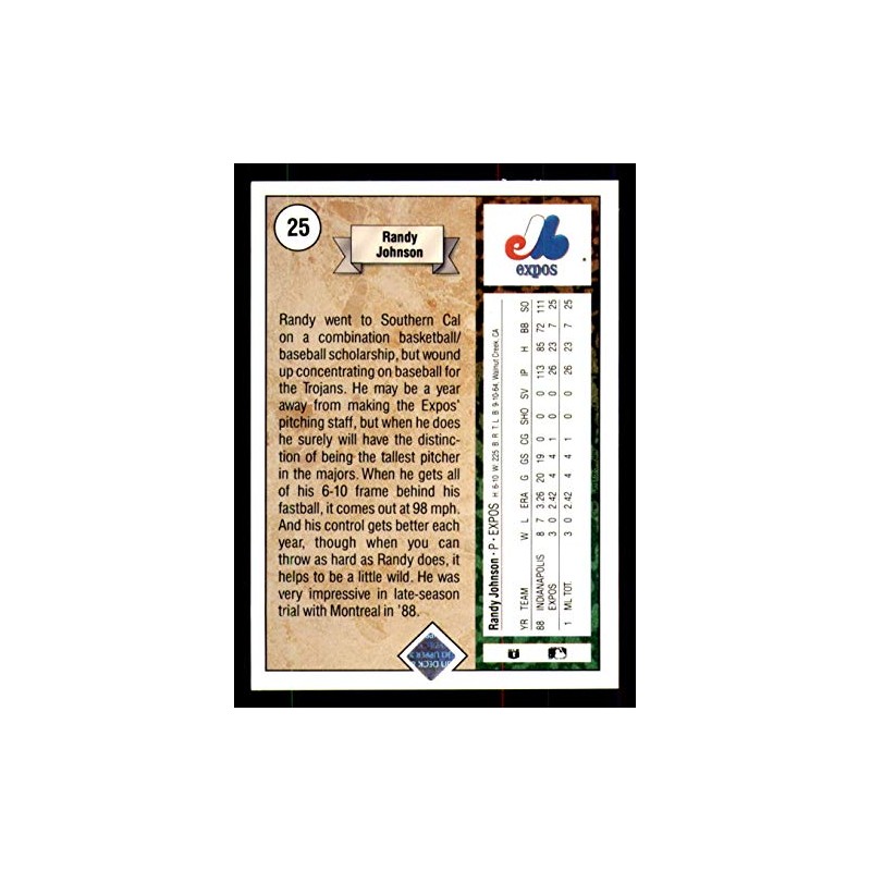 1989 UPPER DECK #25 RANDY JOHNSON NMMT (RC) EXPOS