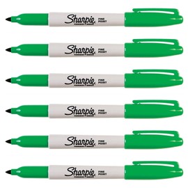 SHARPIE Pack of 6 Permanent Markers Fine Round Tip Greenaa