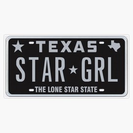 Star Girl Texas License Plate Bumper Sticker Vinyl Decal 5"