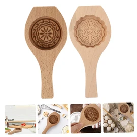 Ciieeo 2Pcs Wooden Baking Molds for Moon Cakes and Desserts Easy Release and Clean for Home Baking and