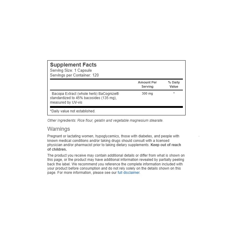 Vitacost Bacopa Extract Featuring BaCognize® -- 300 mg - 120