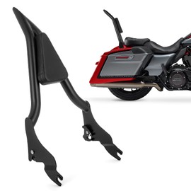 24" One-Piece Passenger Backrest Rear Sissy Bar with Cushion Pad Compatible with Harley Touring Road King Street Glide Electra Glide CVO Road Glide FLHR FLHX FLHT FLTR 2009-2022 (Black)