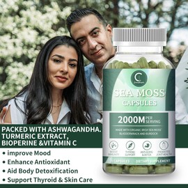 120 Pills Organic Sea Moss Capsules,Irish Sea Moss, Bladderwrack Immune Health