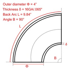 Urcollections 4" 90 Degree SS304 Mandrel Bend Elbow (2 Pack) - Stainless Steel Pipe Fitting for Trucks, Solar Systems, Industrial Piping
