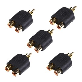 BRIEFCEC RCA Splitter Adapter, RCA Y Adapter AV Adapter 1 RCA Male to 2 RCA Female RCA Adapter RCA to JACK for Subwoofer, Speaker, AMP, Turntable, Receiver, Home Theater(Y Adapter, 5Pcs, Gold)