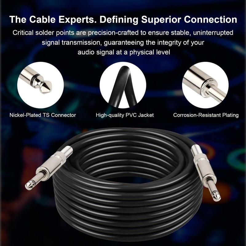 MOOKEERF 1/4" Speaker Cable - 2PCS 20 Feet 1/4 Inch