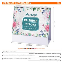 Bailinks Desk Calendar 2025-2026, Monthly, Daily Planner for Office & Home, January 2025 - June 2026, Ideal Stand Calendar in Compact Format, Perfect for Organisation and Planning (Stil01)