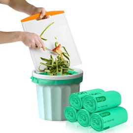 6L*120 Thickened Compostable Food Waste bags, VOXON 6L Biodegradable Kitchen Caddy Liners- EN13432 Certified,Pack of 4 Rolls with Thickened 120 Bags